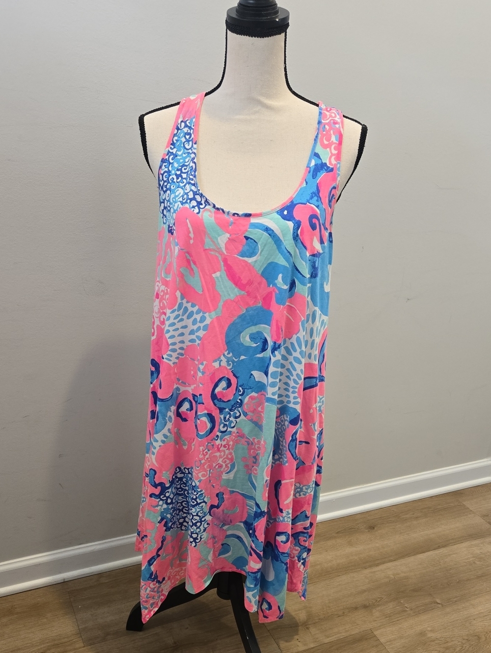Lilly Pulitzer Pink & Blue Printed Scoop-Neck Mini Dress
